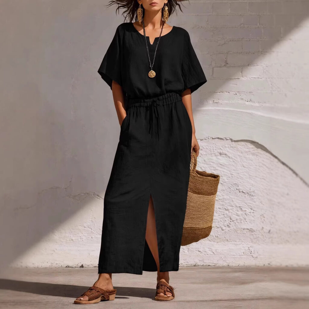 Women's Batwing-sleeve Top And Pencil Skirt Set