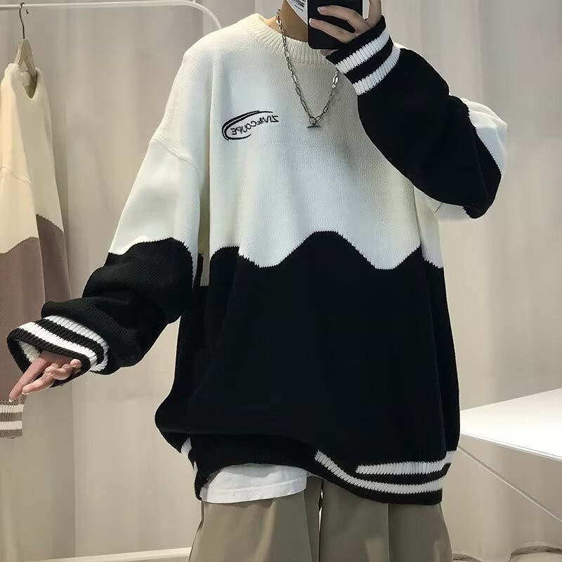 Color Blocked Autumnwinter Crewneck Sweater For Men - Image 3