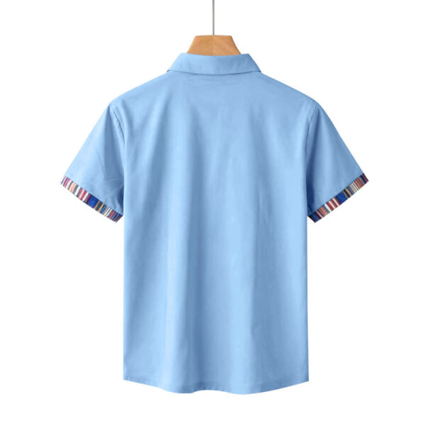 Men's Casual Lapel Contrast-color Polo Shirt Short-sleeve Polo Tee - Image 9