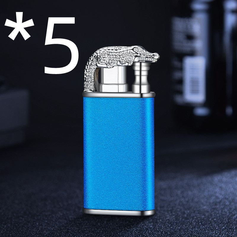 Creative Blue Flame Lighter Dolphin Dragon Tiger Double Fire Metal Winproof Lighter Inflatable Lighter - Image 24