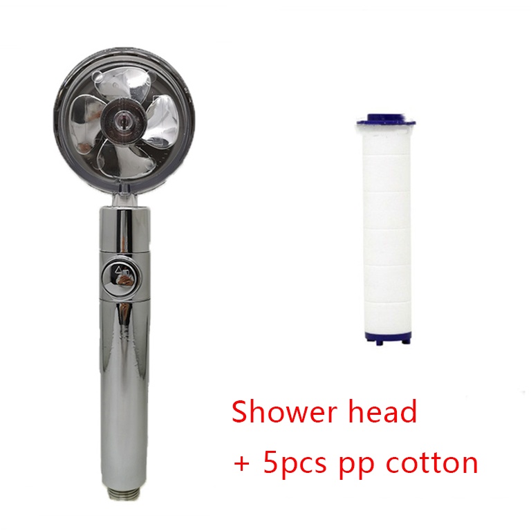 Shower Head Water Saving Flow 360 Degrees Rotating With Small Fan ABS Rain High Pressure Spray Nozzle Bathroom Accessories - Image 110