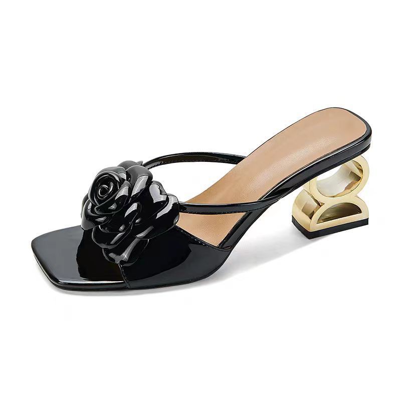 Light Luxury Minority French High Heel Slippers Women