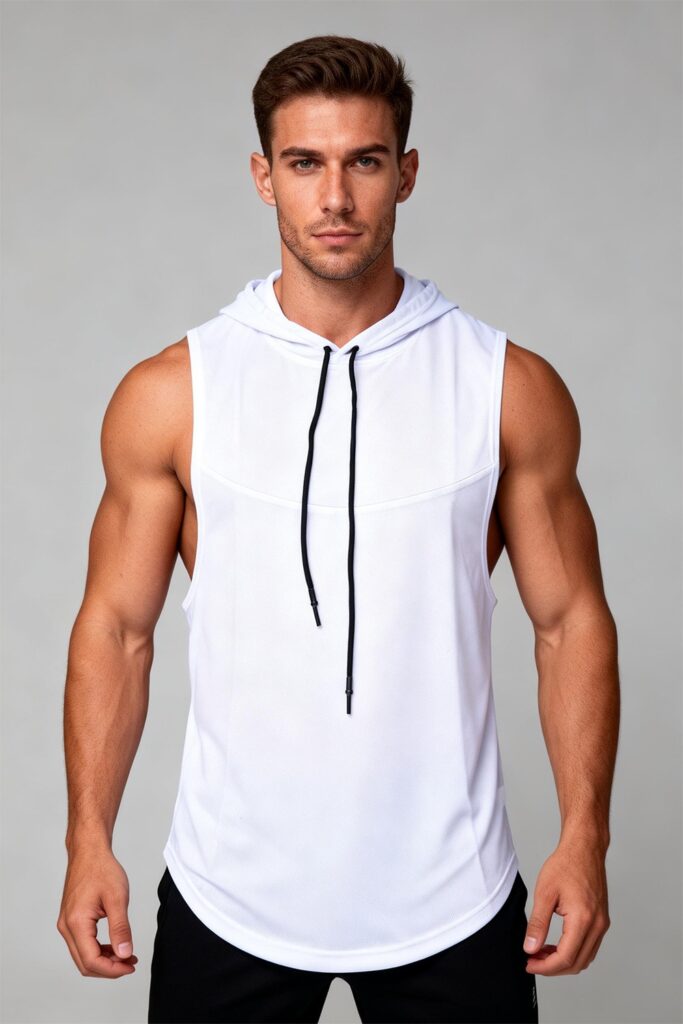 Men's High-Elastic Breathable Fitness Vest With Hood