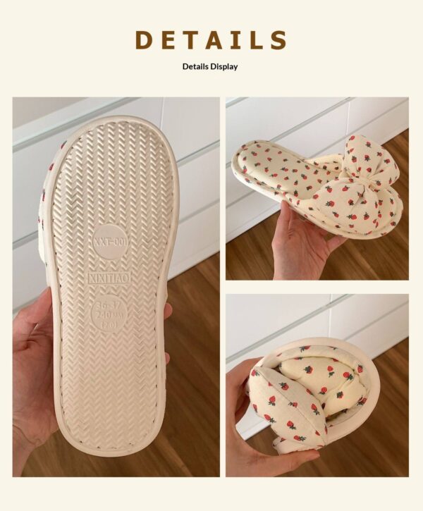 Household Sweet Bow-Knot Womens Cotton And Linen Slippers - Image 24