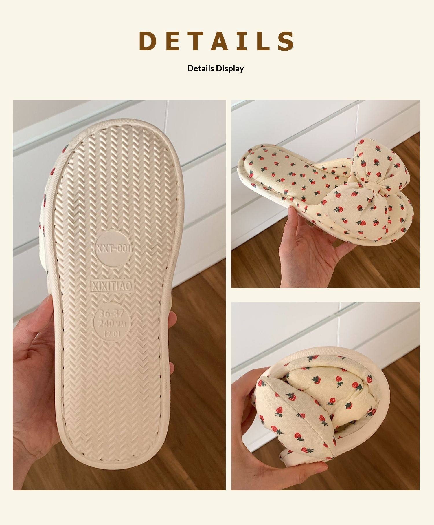 Household Sweet Bow-Knot Womens Cotton And Linen Slippers - Image 24