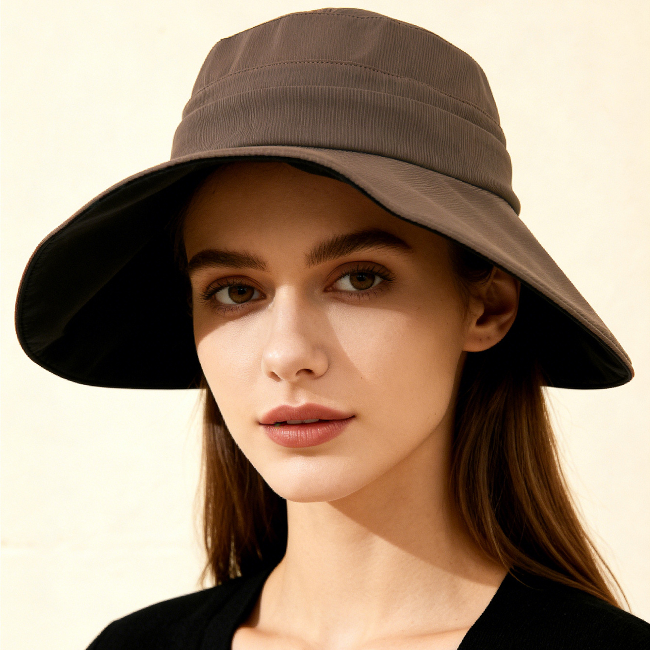 Cross-border Minimalist Light Board Vertical Stripe Wide-brimmed Sun Hat For Daily Outdoor Hiking And Climbing, Sun Protection Hat - Image 1