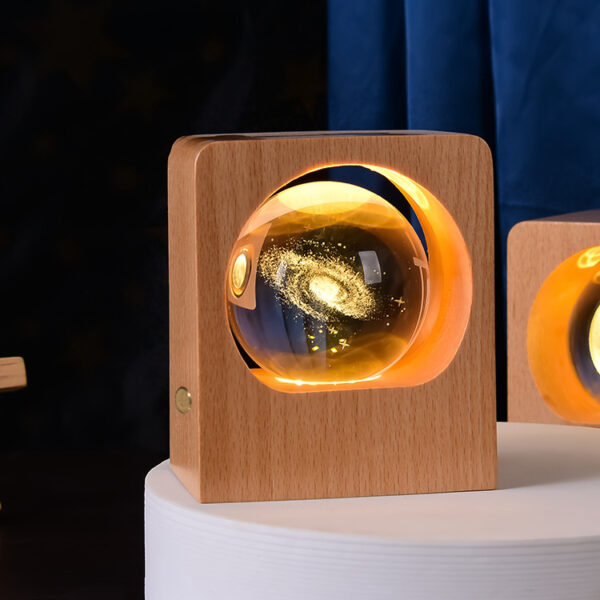 Beech Crystal Ball Night Light 3D Laser Engraving Elk Jellyfish LED Nightlights USB Dimmable Lamp For Bedroom Decoration Gifts Home Decor - Image 23