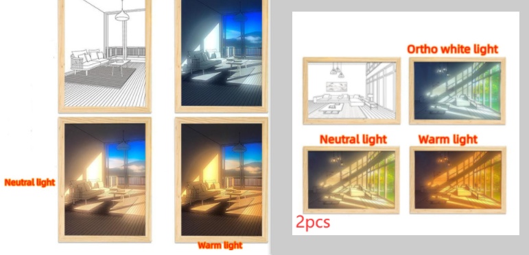 Illuminated Picture LED Decorative Light Painting Bedside Picture Style Creative Modern Simulate Sunshine Drawing Night Light Gift - Image 73