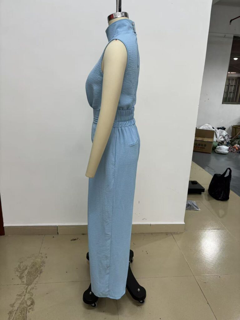 Womens Simple Cotton-Linen Blend Sleeveless Top And Wide-Leg Pants