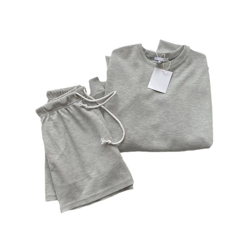 Knitted Long-sleeve Top And Shorts Pullover Vintage Set With Pockets - Image 2