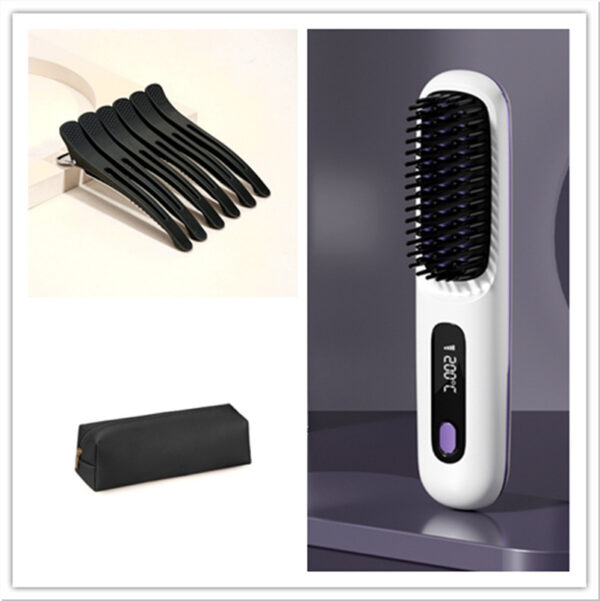 2 In 1 Straight Hair Comb Wireless Hair Straightener Brush Hair Fast Heating Portable Hot Curler USB Charging - Image 39