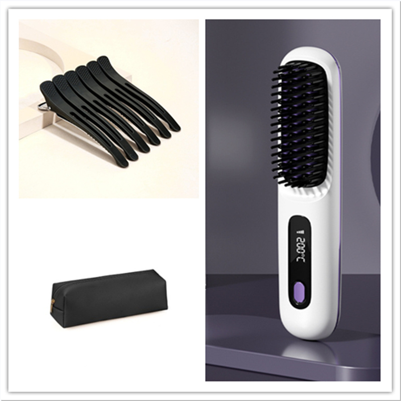 2 In 1 Straight Hair Comb Wireless Hair Straightener Brush Hair Fast Heating Portable Hot Curler USB Charging - Image 39