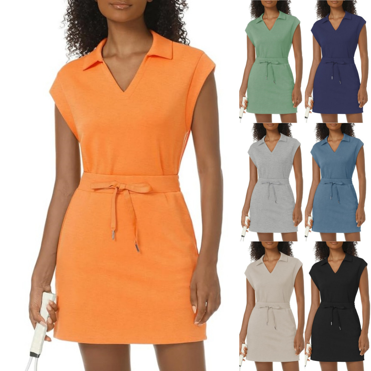 Casual Covered-Sleeve Lapel Shirt And Summer Sports Skirt Set - Image 1