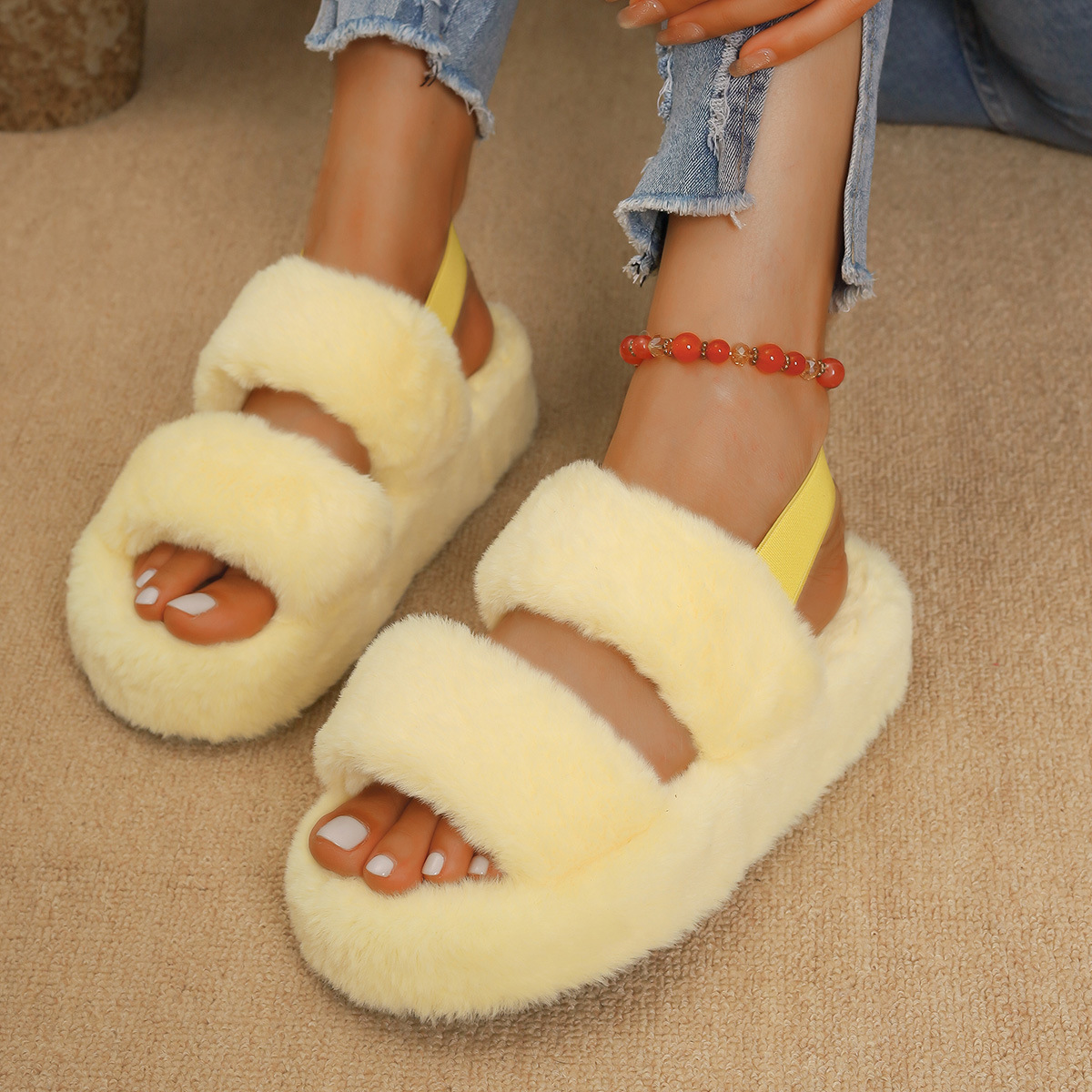 New Plus-Size Fuzzy Sandals For Women - Image 5
