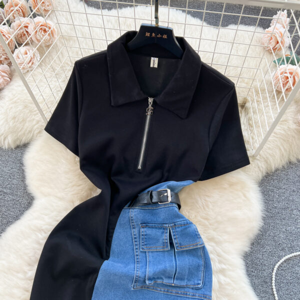 Retro Color-Block Patchwork Slim-Fit Dress For Women - Image 5