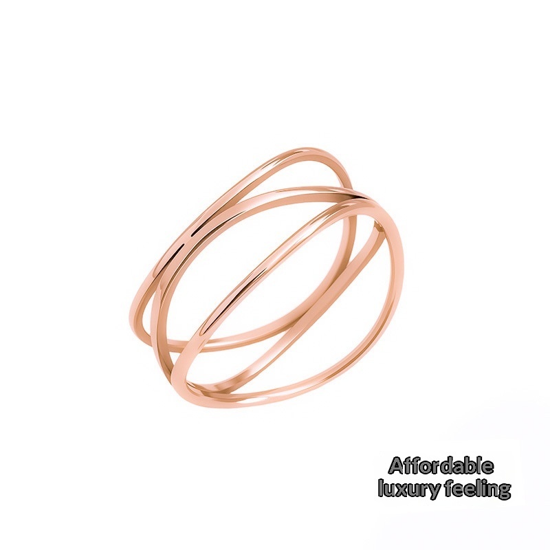 Creative Three-Row Line Titanium Steel Ring For Women - Image 19