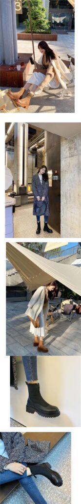 Thickened Front-Zip Ankle Boots Influencer-Style Cotton Shoes New Arrival