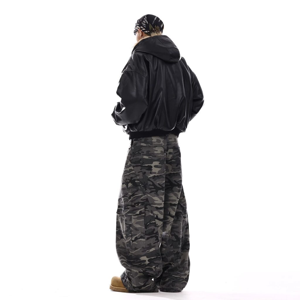 American-style Vintage Camouflage Machete-cut Jeans For Men
