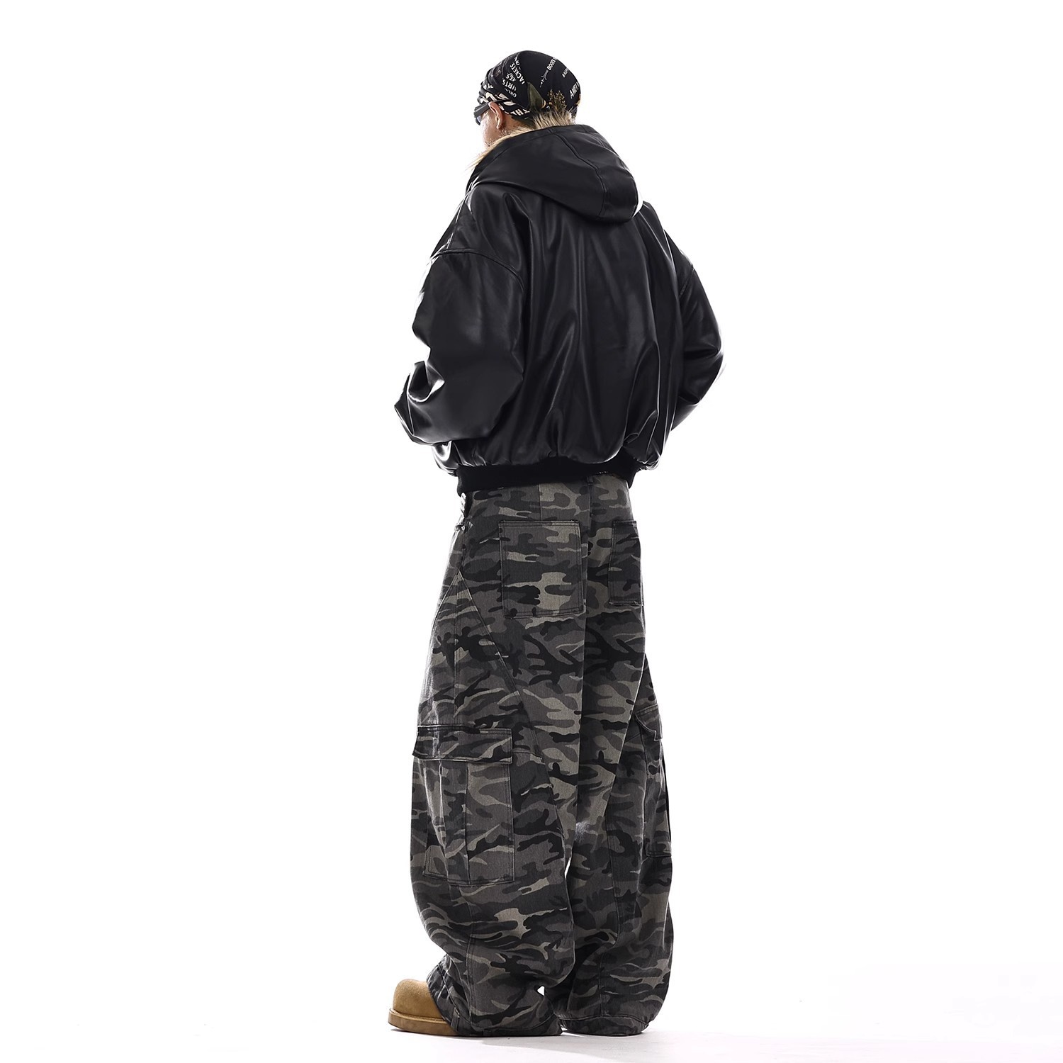 American-style Vintage Camouflage Machete-cut Jeans For Men - Image 5