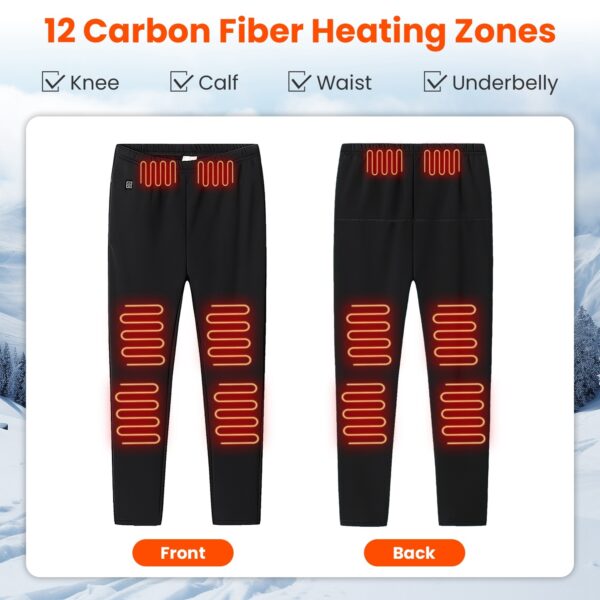1Pc  Winter Heated Pants For Men Women With 12 Heating Zones 5V USB Powered Heating Trouser With 3 Heating Levels Machine Washable For Outdoor Winter Activities Unisex - Image 2