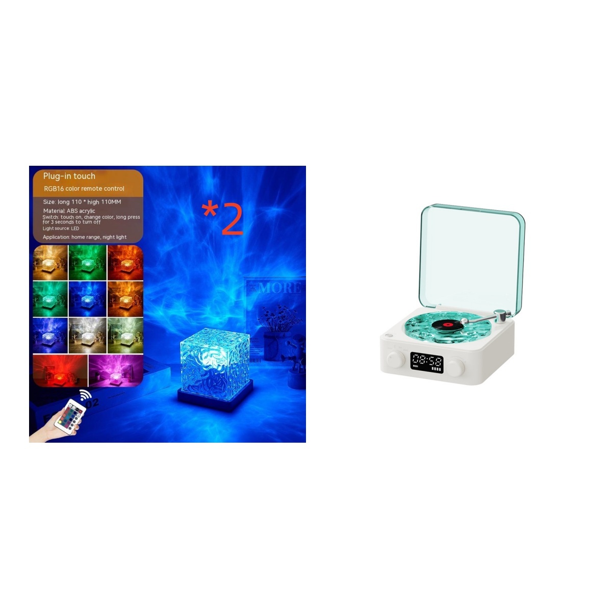 Retro Turntable Speaker Wireless Bluetooth-compatible 5.0 Vinyl Record Player Stereo Sound With White Noise RGB Projection Lamp Effect - Image 20