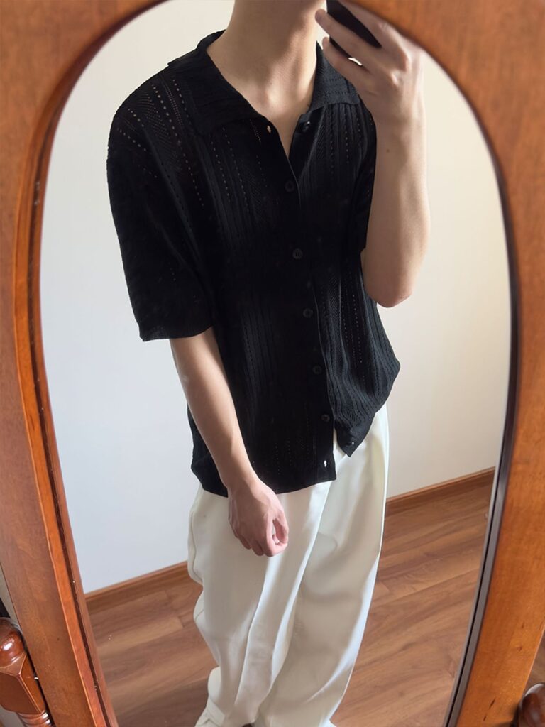 Hollow-out Vintage Lapel Knit Sweater For Men