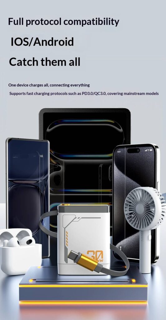 Gallium Nitride Charger With Built-in Cable
