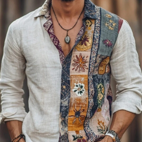 Fall Fashion Mens Christmas Floral Shirt - Image 2