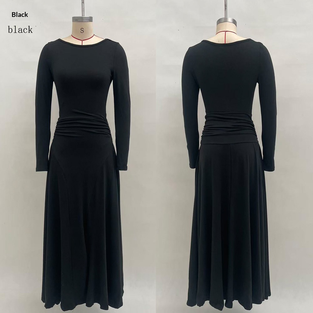 Womens Solid-Color Elegant Waist-Cinching Dress - Image 7