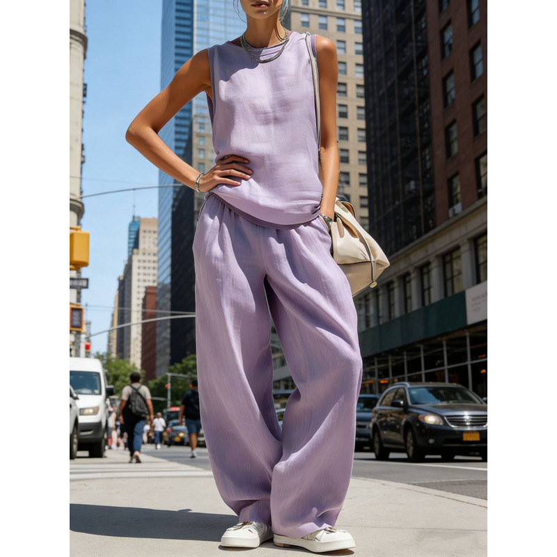 Womens Sleeveless Top And Pants Two-piece Set - Image 4