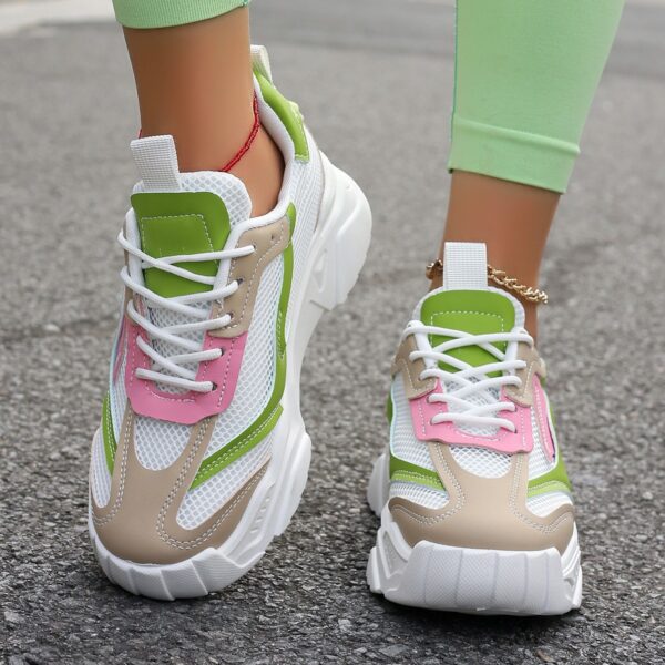 Womens Casual Sporty Floral Mesh Breathable Thick-Soled Elevator Shoes - Image 5