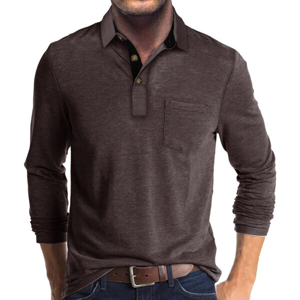 Mens Long-sleeve Lapel T-shirt Winter Base Layer Top - Image 24