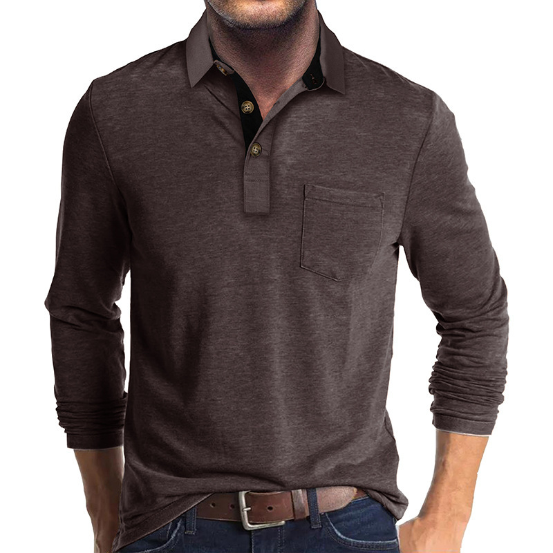 Mens Long-sleeve Lapel T-shirt Winter Base Layer Top - Image 29