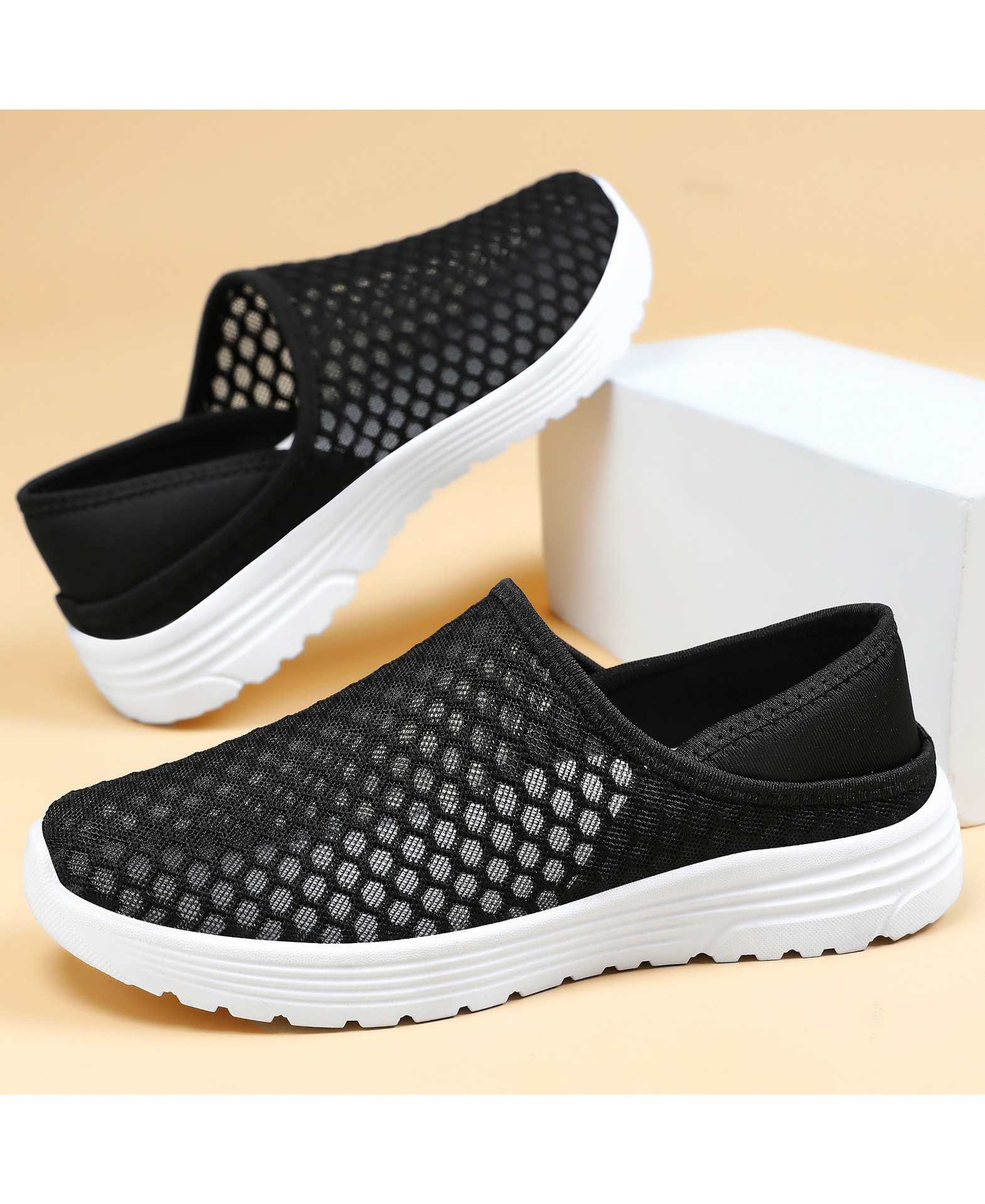 Large Size Lightweight Breathable Mesh Hole Half Slippers - Image 13