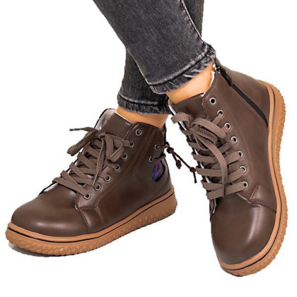 PU Casual Shoes With Front Laces, Winter Cotton Boots - Image 2