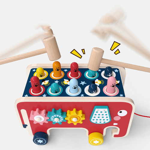 Toddlers Kids Wooden Pounding Bench Animal Bus Toys - Image 4