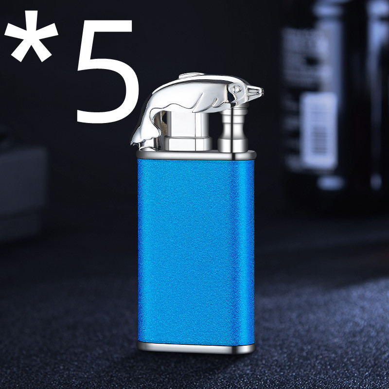 Creative Blue Flame Lighter Dolphin Dragon Tiger Double Fire Metal Winproof Lighter Inflatable Lighter - Image 26