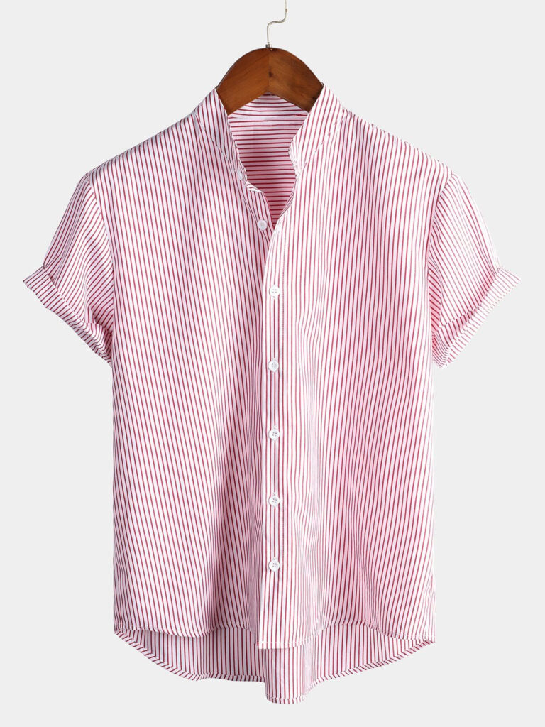 Men's Striped Fashionable Loose Short-Sleeve Shirt