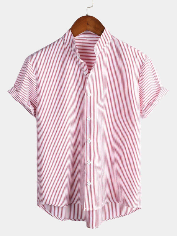 Men's Striped Fashionable Loose Short-Sleeve Shirt - Image 117
