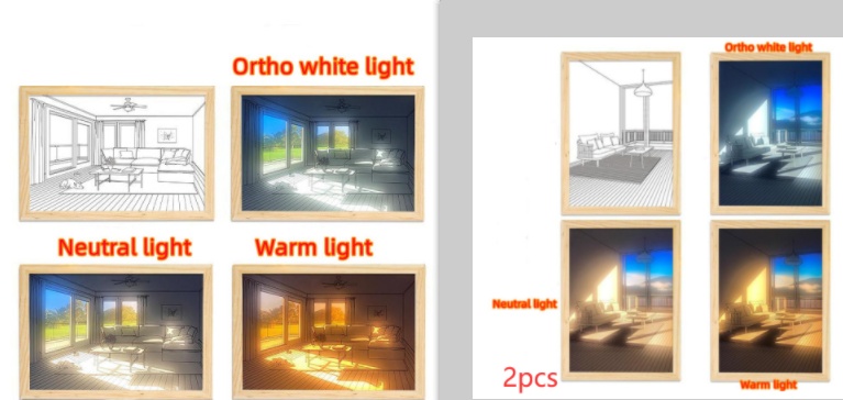 Illuminated Picture LED Decorative Light Painting Bedside Picture Style Creative Modern Simulate Sunshine Drawing Night Light Gift - Image 65