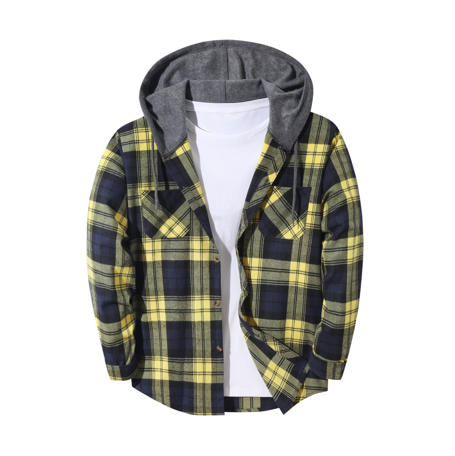 Mens Trendy Plaid Hooded Jacket - Image 92