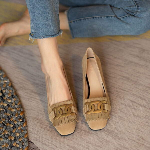 Square-toe Metal-buckle Chunky-heel Womens Shoes - Image 8