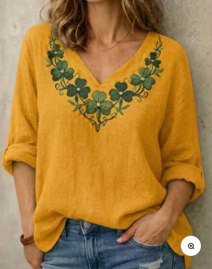 Women's Casual Loose-Fit V-Neck Pullover T-Shirt - Image 3