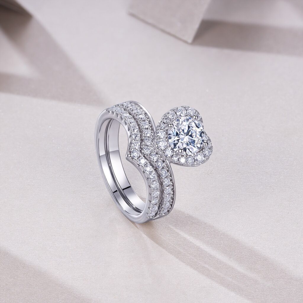 1-carat Luxury Fashion Minimalist Trend Jewelry Ring Set With Top-quality Morganite, Made Of S925 Silver With Electroplated Platinum, Suitable For Ladies.