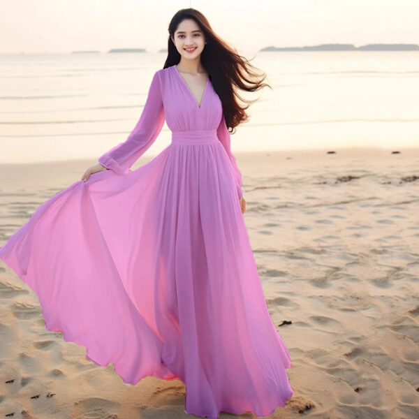 Beach Vacation Flowy Long Maxi Dress - Image 4