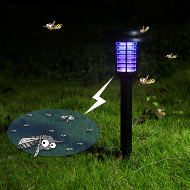 Solar Led Rechargeable Anti-Mosquito Lamp Electronic Fly Bug Zapper Insect Pest  Uv Trap Outdoor Garden Lawn Lamp - Image 1