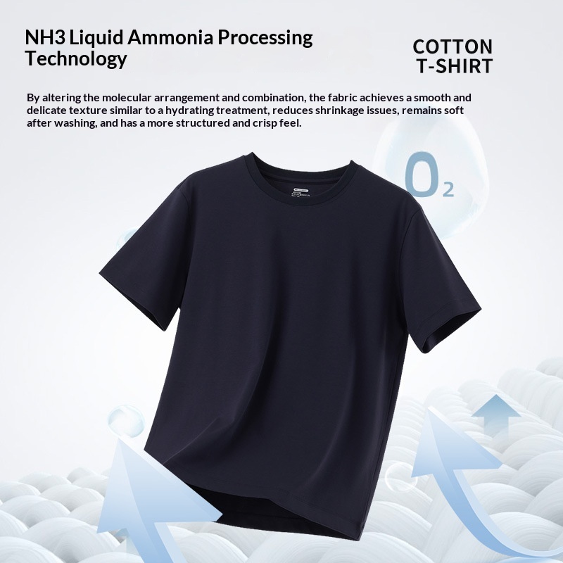 Cool Breathable Liquid-Ammonia Cotton Comfortable T-Shirt Casual Crew Neck Short-Sleeve For Men - Image 1