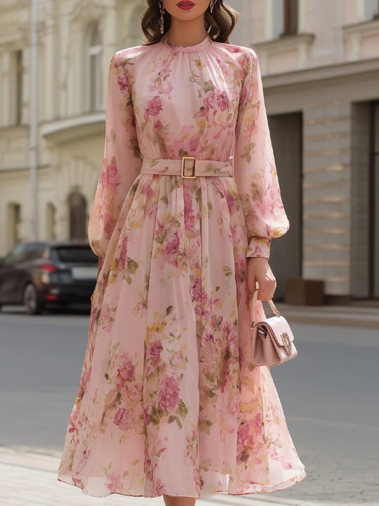 Waist-cinching Lace-up Elegant Chic Maxi Dress