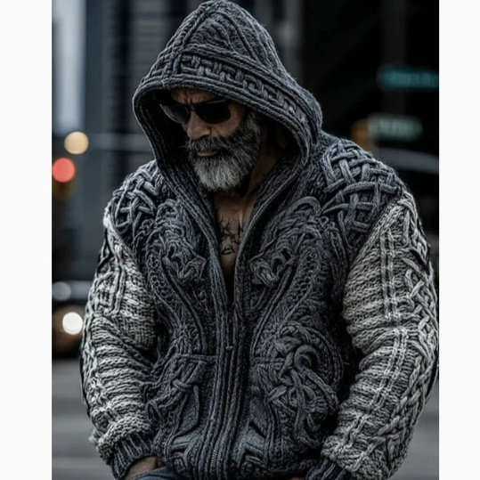 Mens Zippered Casual Printed Sweatshirt With No Pockets - Image 2