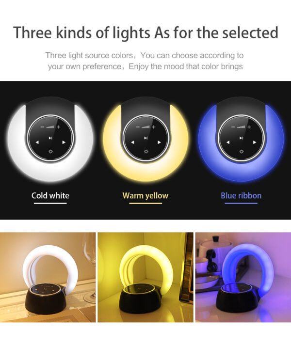 Creative Bluetooth Subwoofer Stereo Speaker LED Desk Lamp Stepless Dimming Folding Touch Atmosphere Night Light - Image 12